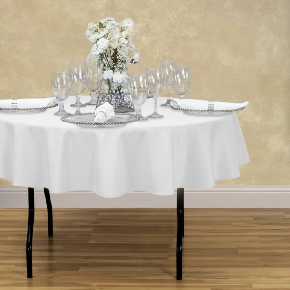 70in‎ round polyester white tablecloth